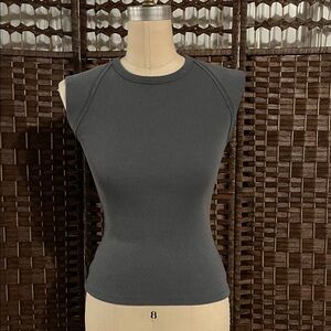 Bohme Blue Gray Ribbed Short Sleeve Tee